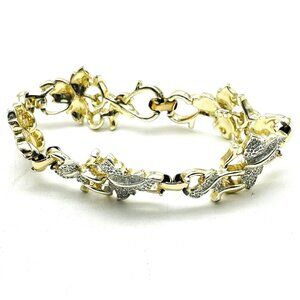 SARAH COVENTRY Ivy Bracelet Mixed Metal Tones Texture Leaves Vine Nature Garden